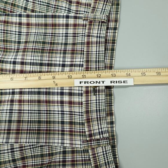 Roundtree & York Gold Label Chino Shorts Mens 34 Brown Plaid Tartan 9" Golf VTG - Picture 10 of 15